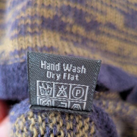 SOL Baby Alpaca Pullover Sweater L Purple Yellow Fair Isle Bow Scoop Soft Bow - Picture 12 of 13